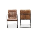 Ansel Arm Chair Grazed Brown Leather - Set Of Two - 1