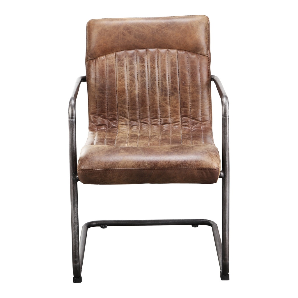 Ansel Arm Chair Grazed Brown Leather - Set Of Two - 2