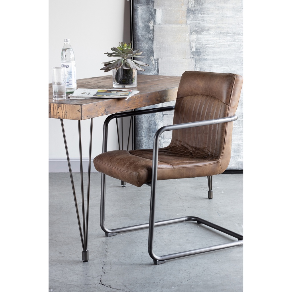 Ansel Arm Chair Grazed Brown Leather - Set Of Two - 6