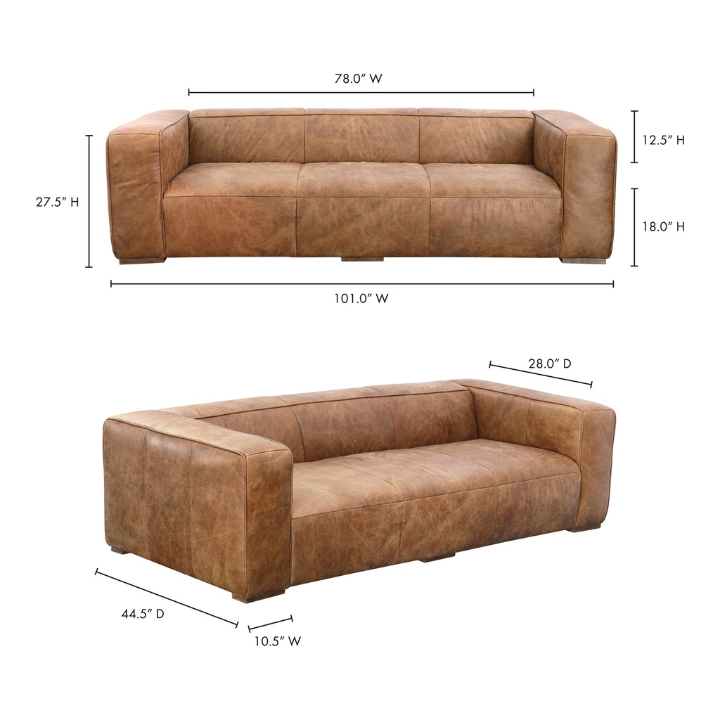 Bolton Sofa Open Road Brown Leather - 11