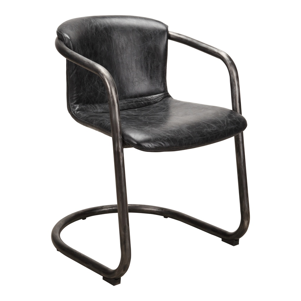 Freeman Dining Chair Onyx Black Leather - Set Of Two - 3