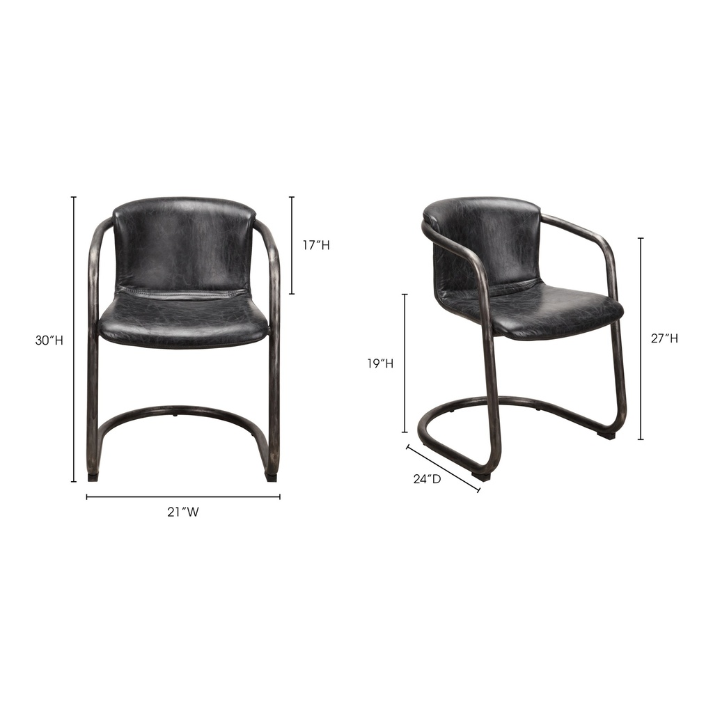 Freeman Dining Chair Onyx Black Leather - Set Of Two - 9