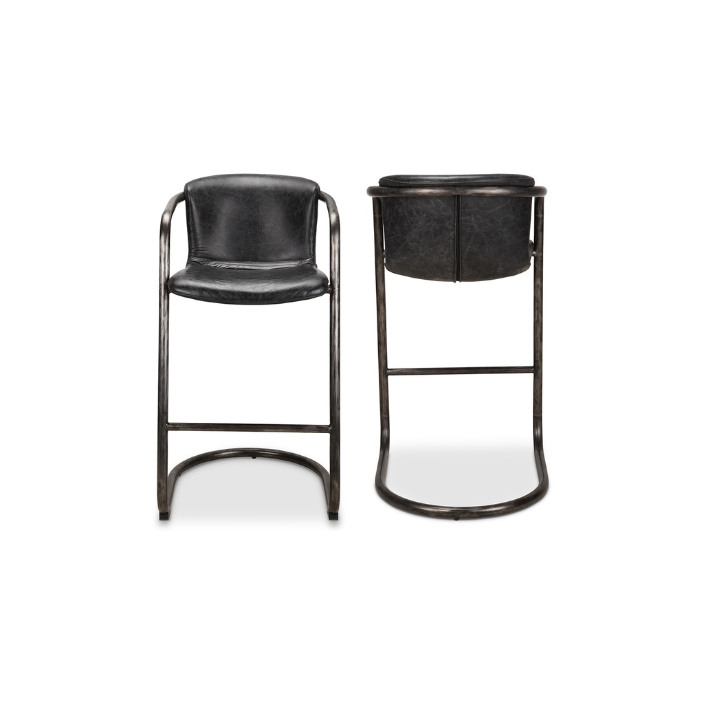Freeman Barstool Onyx Black Leather - Set Of Two - 1