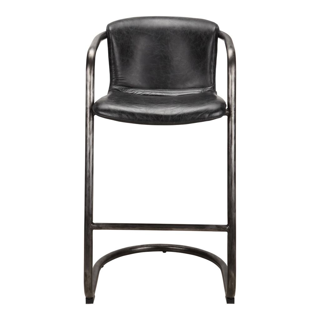 Freeman Barstool Onyx Black Leather - Set Of Two - 2