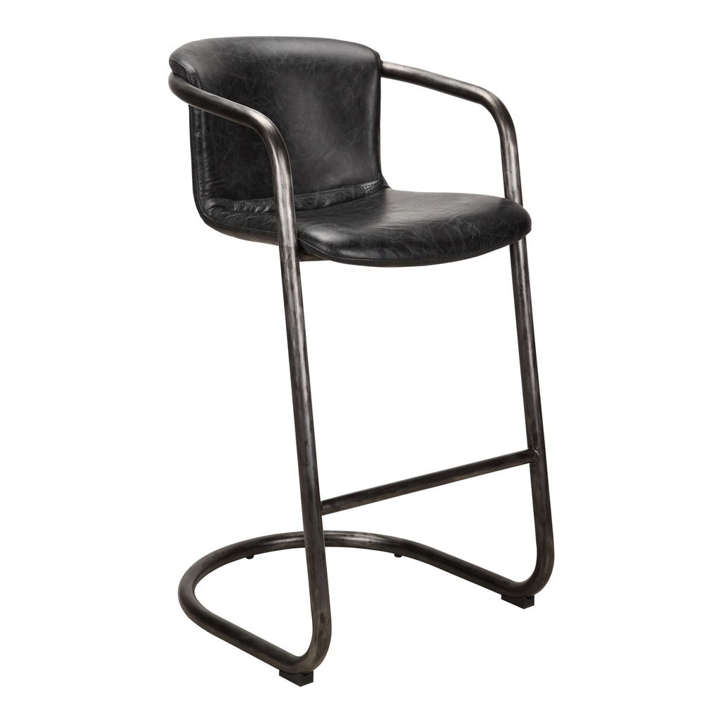 Freeman Barstool Onyx Black Leather - Set Of Two - 3