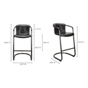 Freeman Barstool Onyx Black Leather - Set Of Two - 7