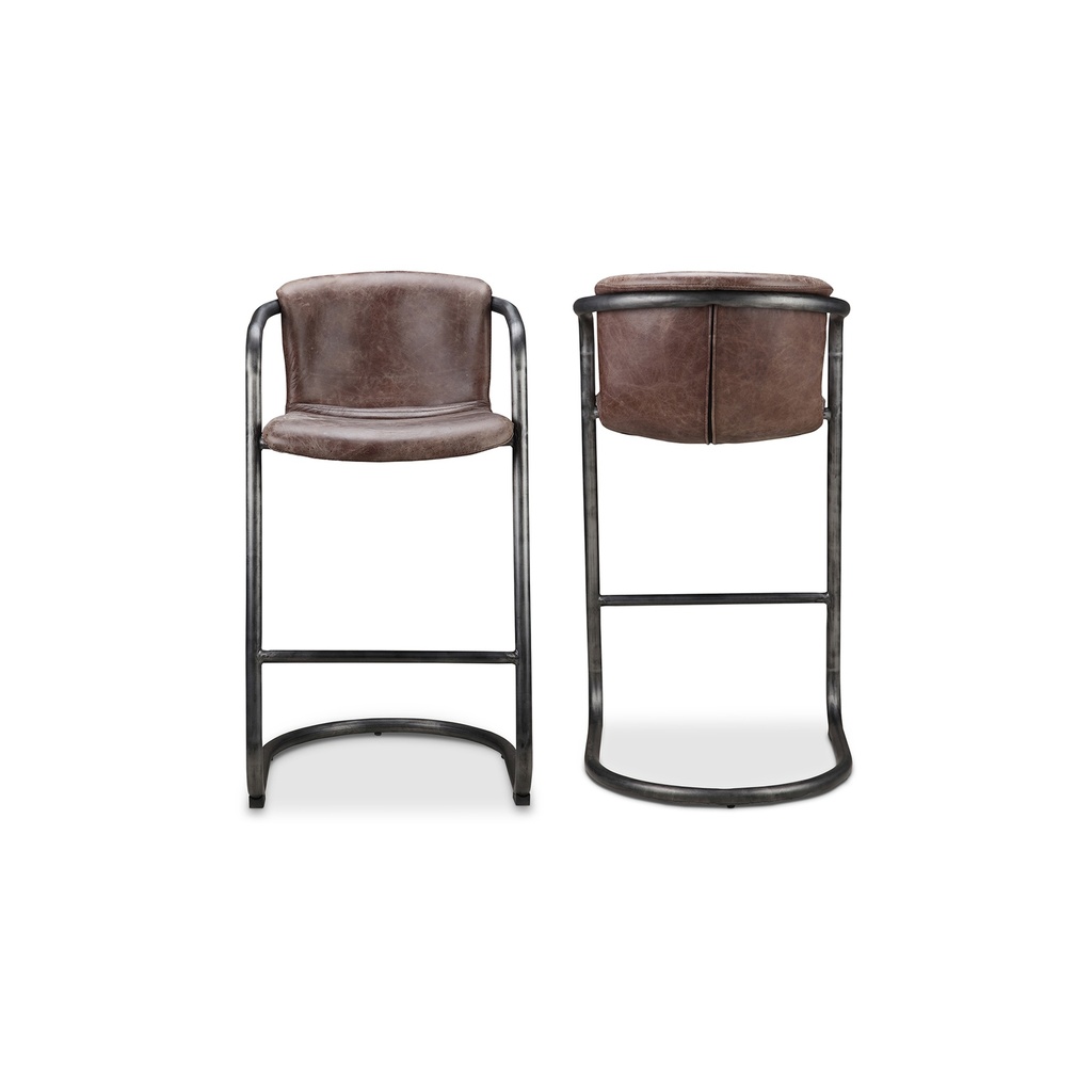 Freeman Barstool Grazed Brown Leather - Set Of Two - 1