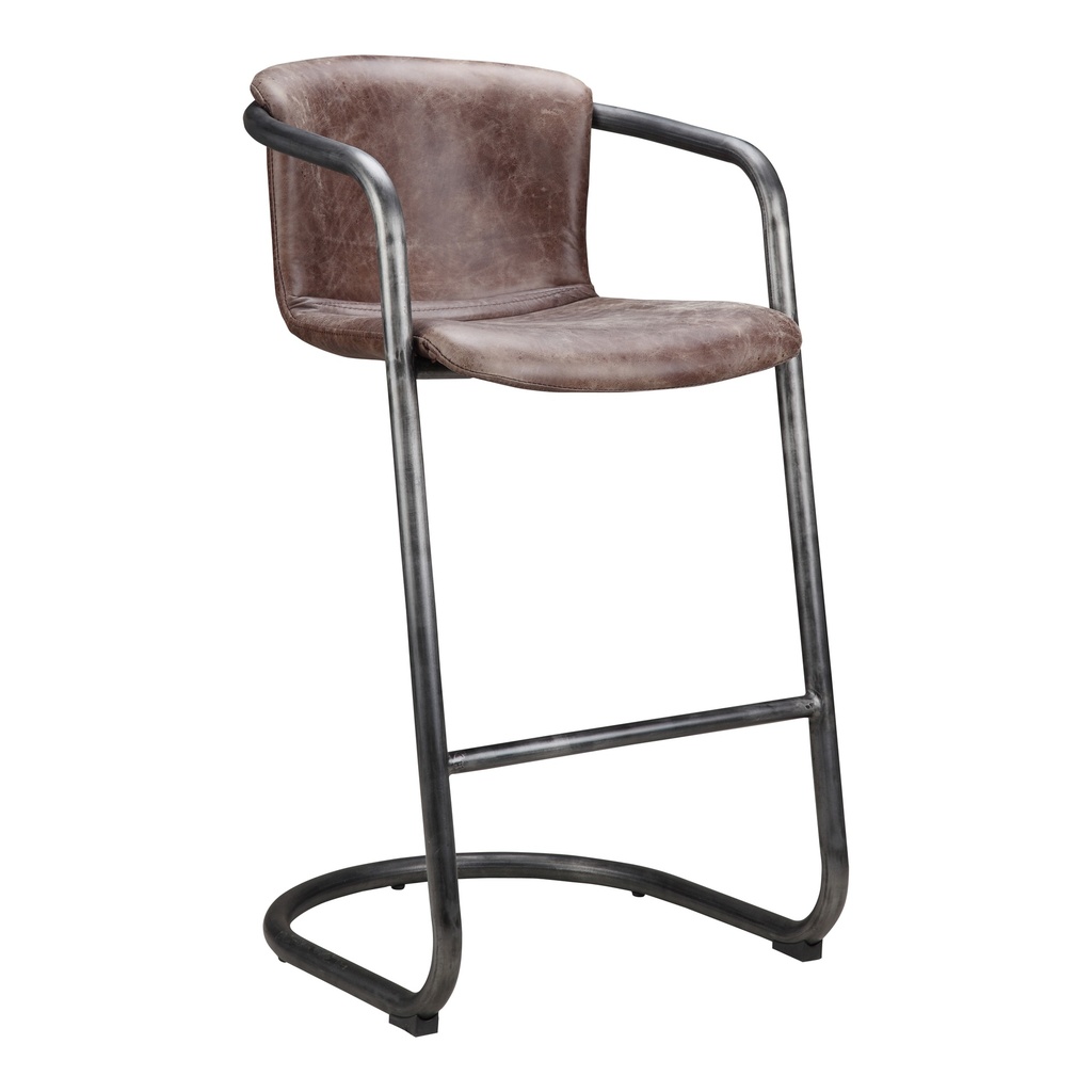 Freeman Barstool Grazed Brown Leather - Set Of Two - 3