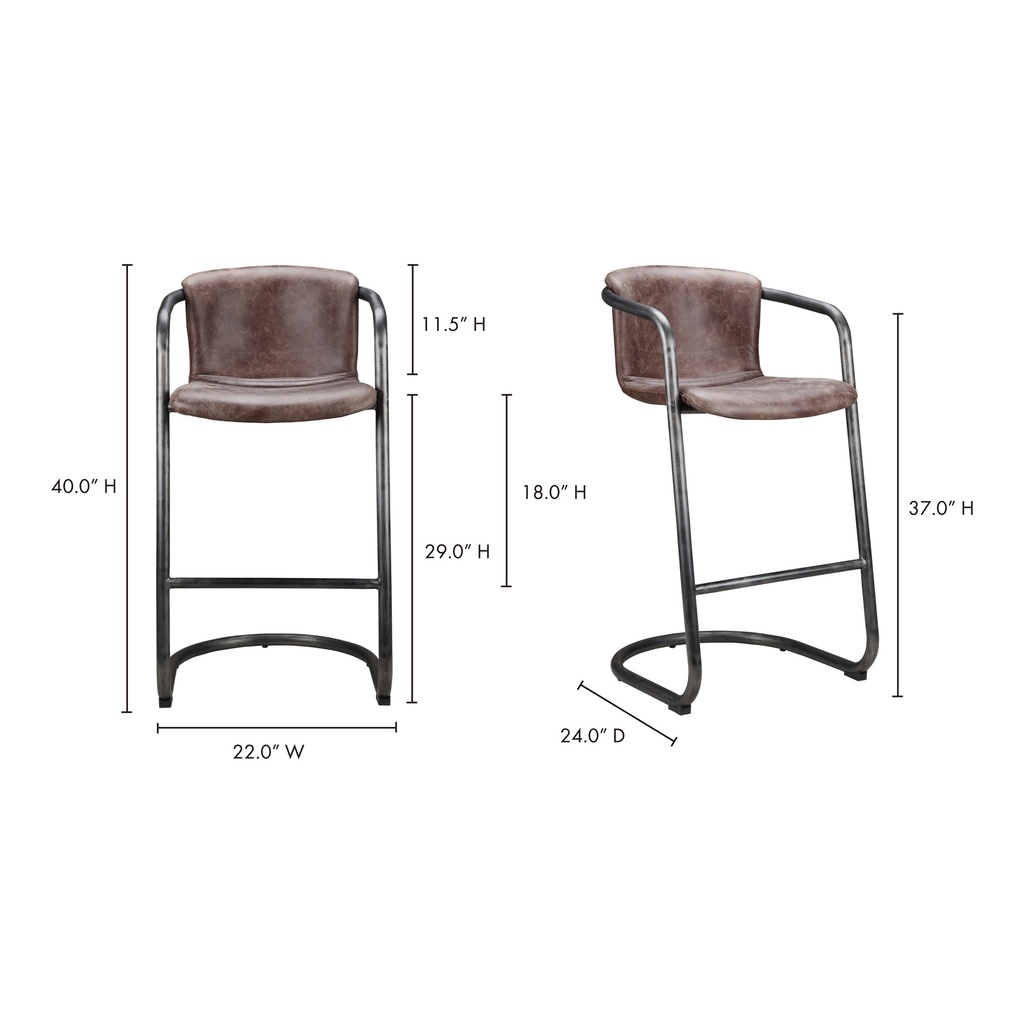 Freeman Barstool Grazed Brown Leather - Set Of Two - 6