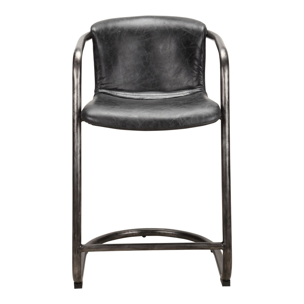 Freeman Counter Stool Onyx Black Leather - Set Of Two - 2