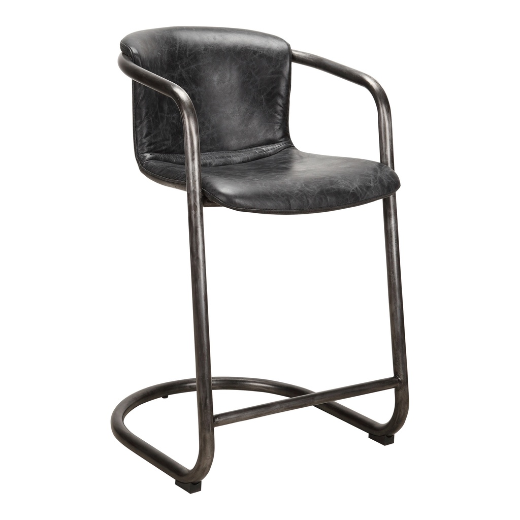 Freeman Counter Stool Onyx Black Leather - Set Of Two - 3