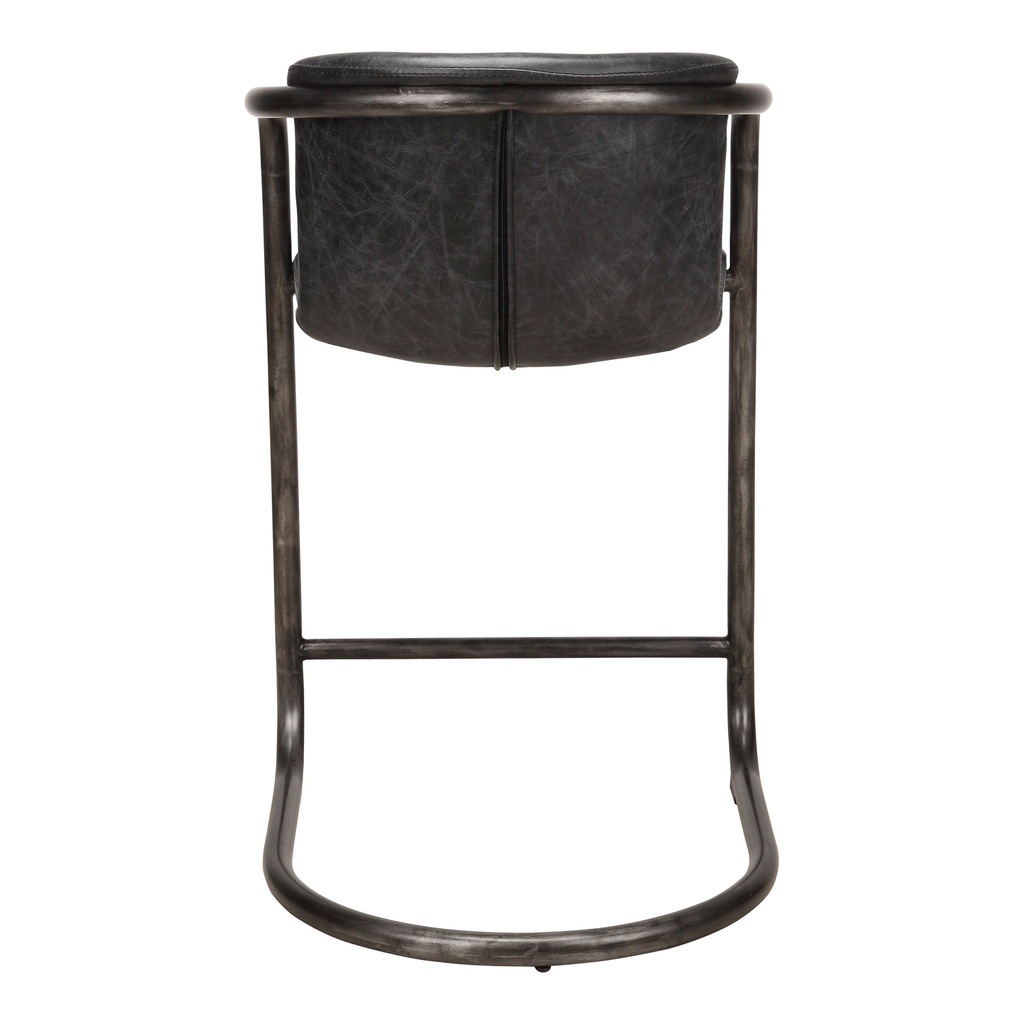 Freeman Counter Stool Onyx Black Leather - Set Of Two - 4