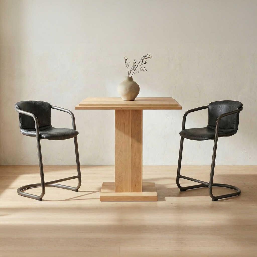Freeman Counter Stool Onyx Black Leather - Set Of Two - 6