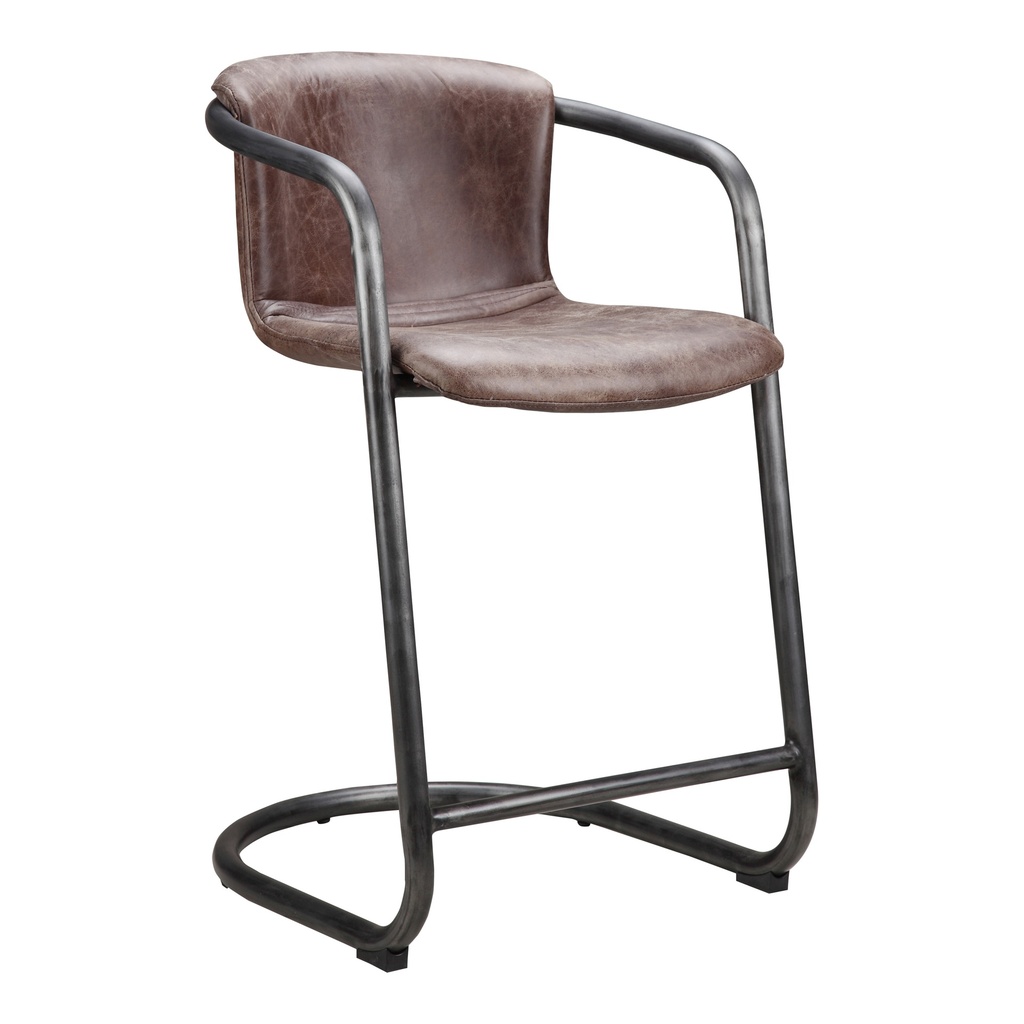 Freeman Counter Stool Grazed Brown Leather - Set Of Two - 3