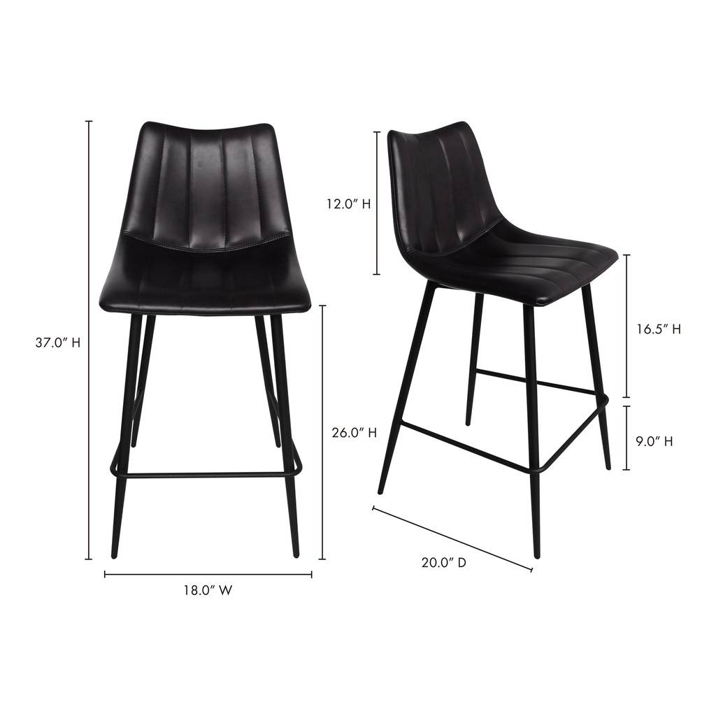 Alibi Counter Stool Matte Black - Set Of Two - 13