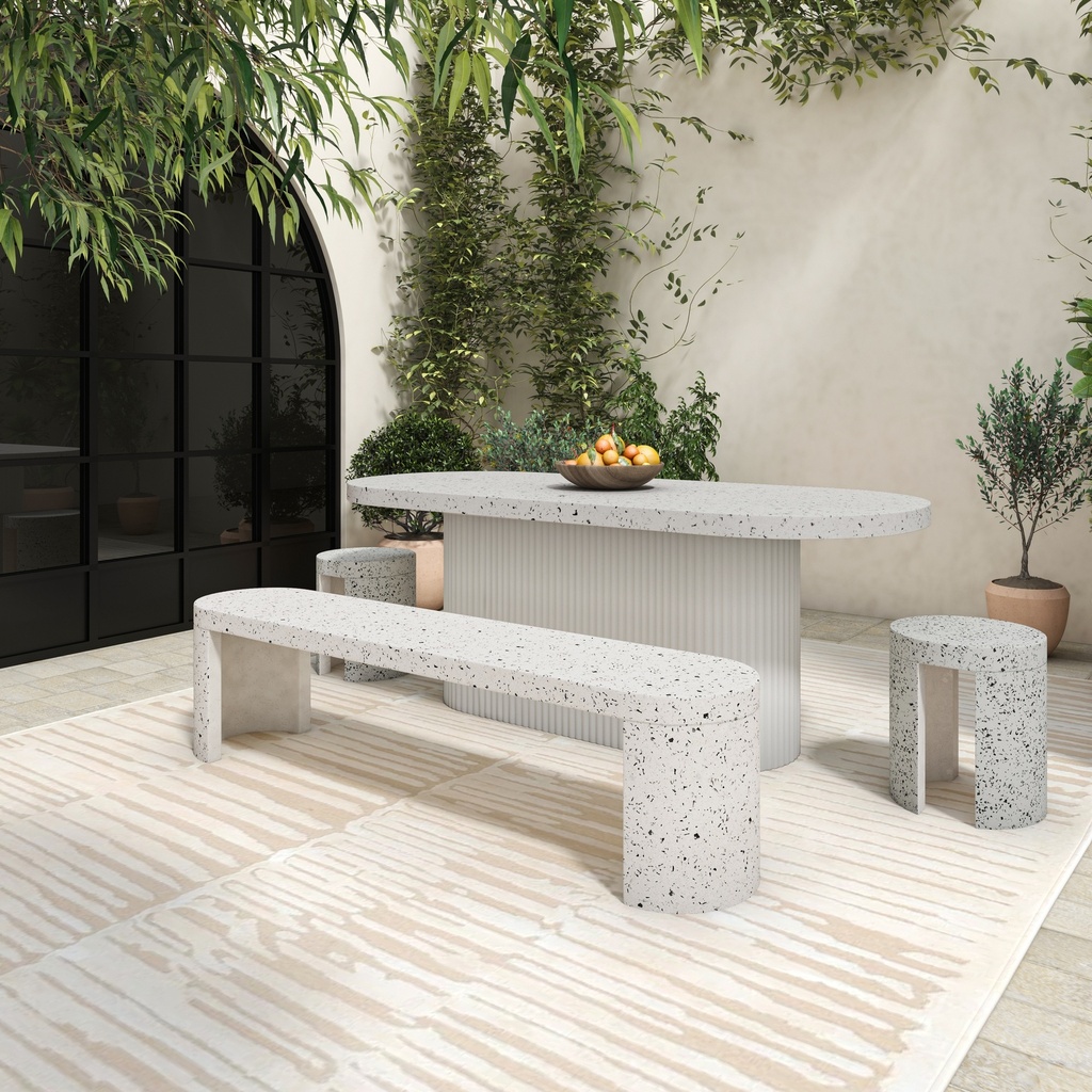 Lyon Outdoor Bench White Terrazzo - 12
