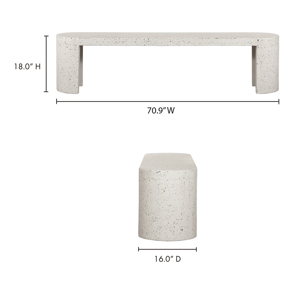 Lyon Outdoor Bench White Terrazzo - 13