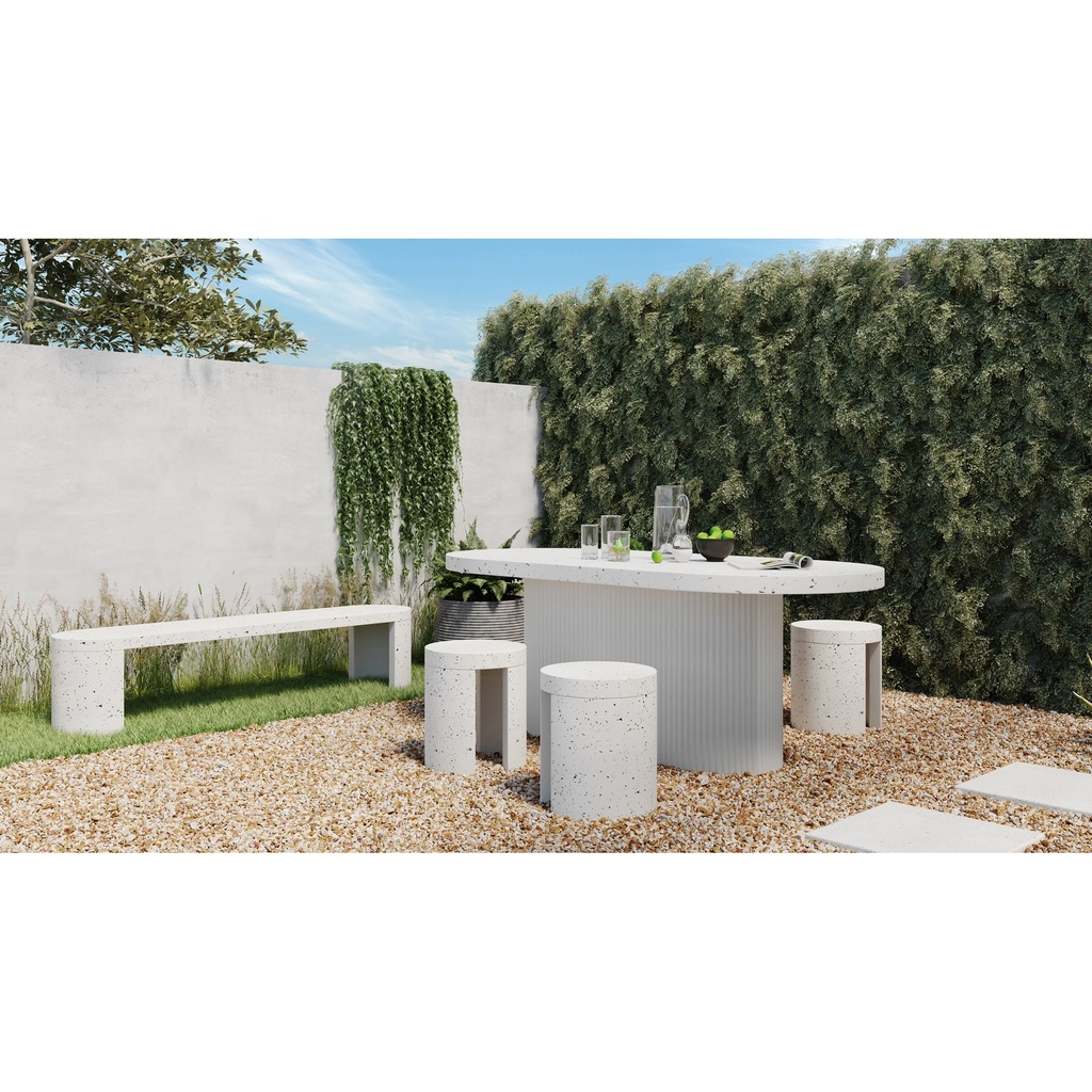 Lyon Outdoor Stool White Terrazzo - 7
