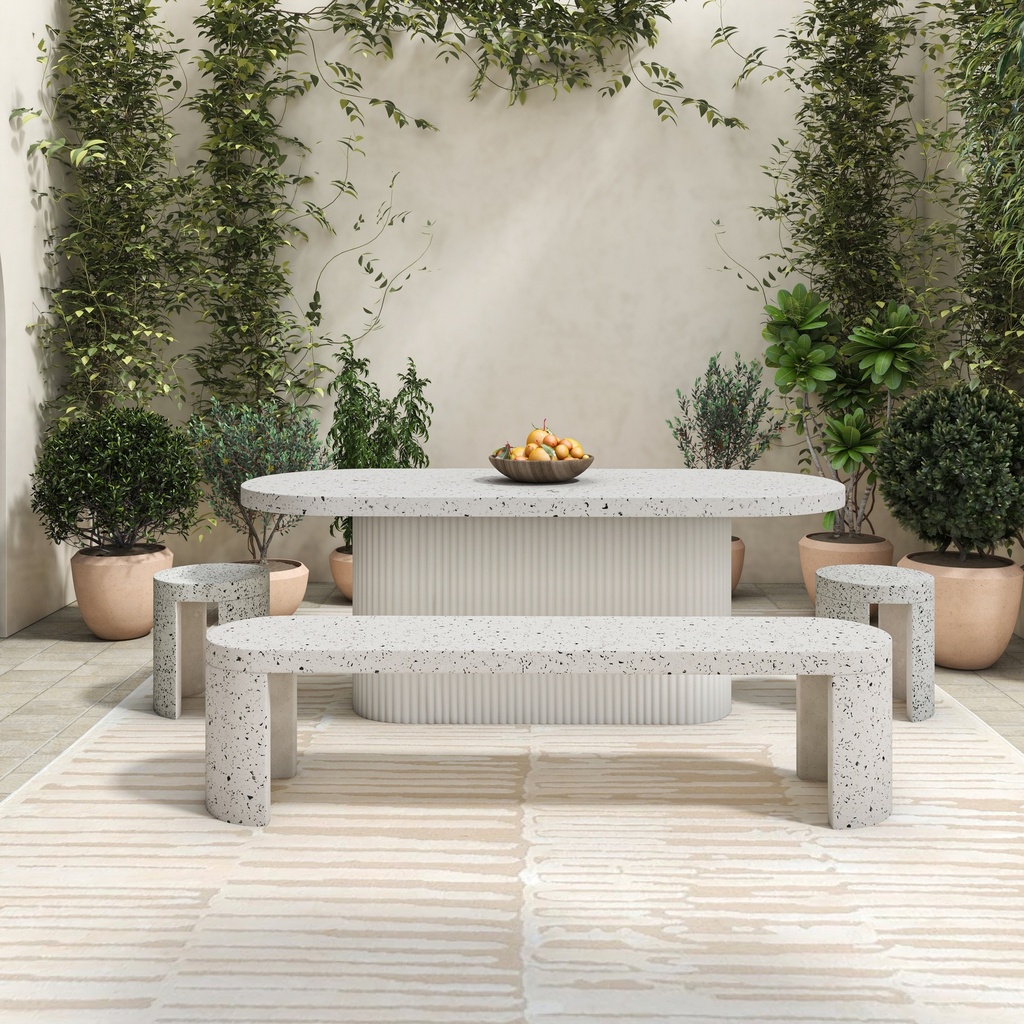 Lyon Outdoor Stool White Terrazzo - 9