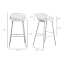 Piazza Outdoor Barstool White - Set Of Two - 11