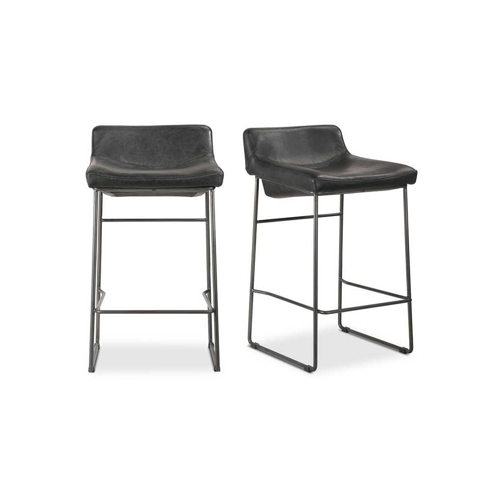 Starlet Counter Stool Onyx Black Leather - Set Of Two - 1