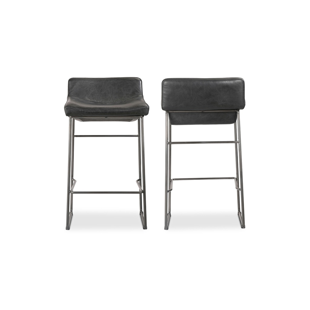 Starlet Counter Stool Onyx Black Leather - Set Of Two - 2