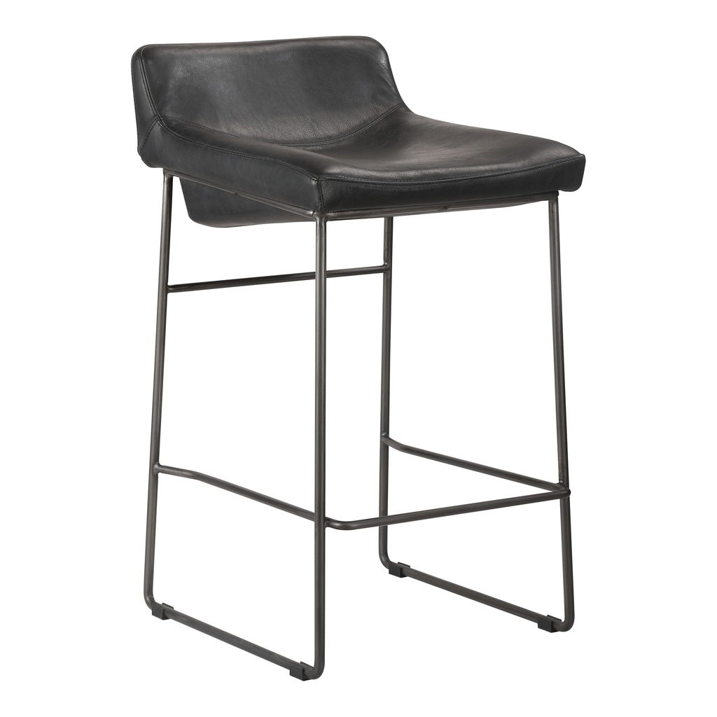 Starlet Counter Stool Onyx Black Leather - Set Of Two - 4
