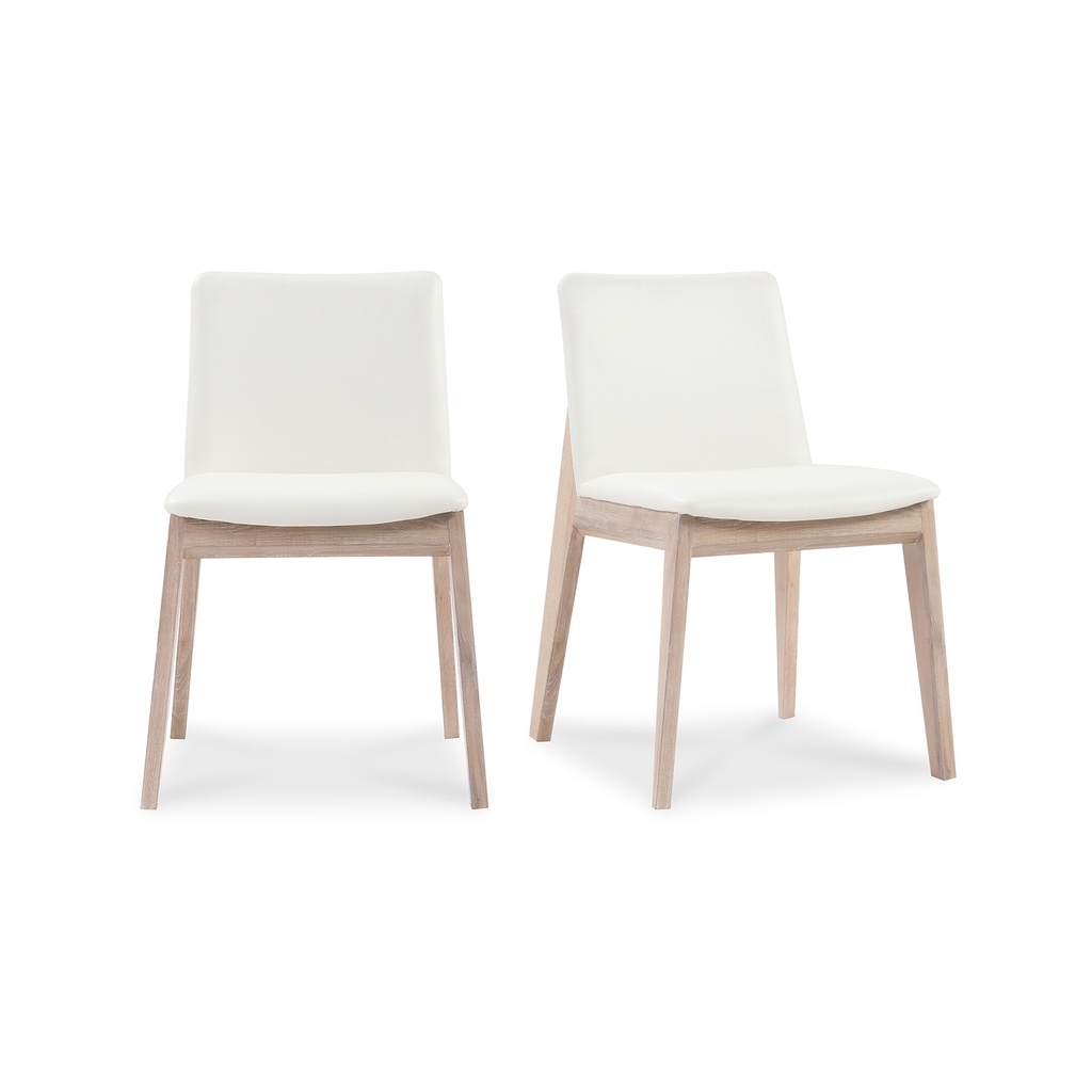 Deco Oak Dining Chair Cream White PVC - Set Of Two - 1