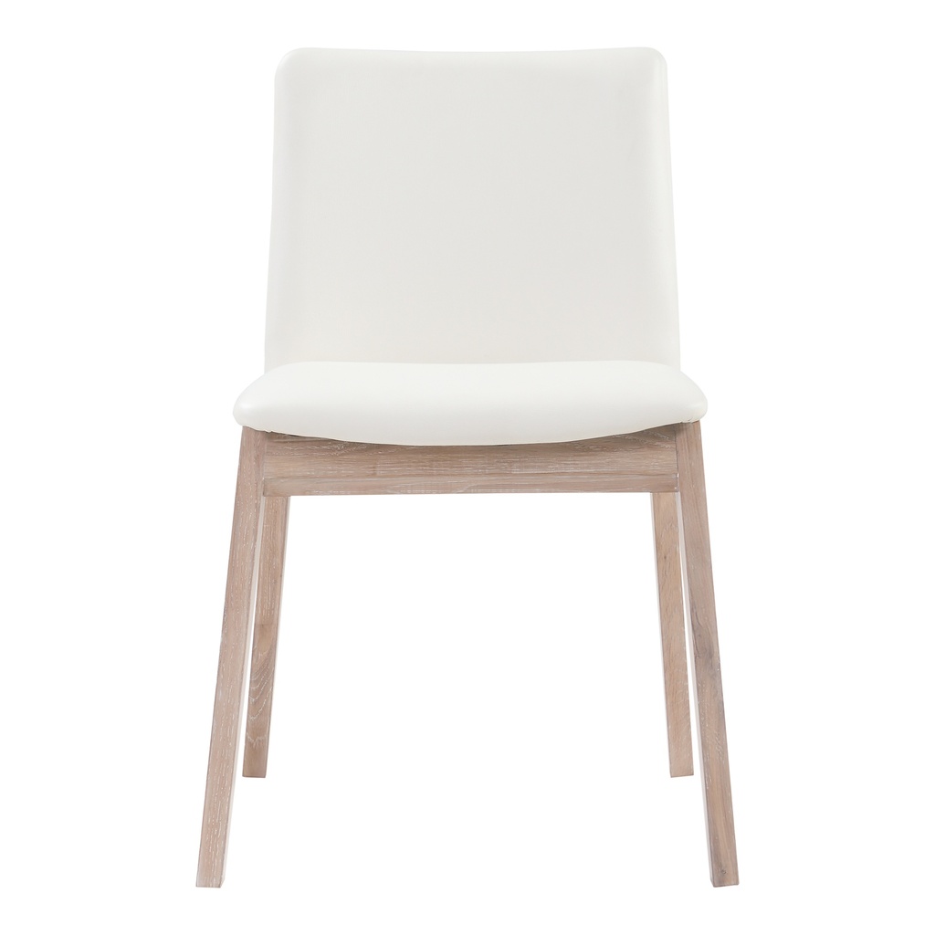 Deco Oak Dining Chair Cream White PVC - Set Of Two - 3