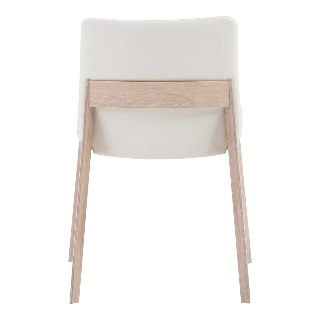 Deco Oak Dining Chair Cream White PVC - Set Of Two - 6