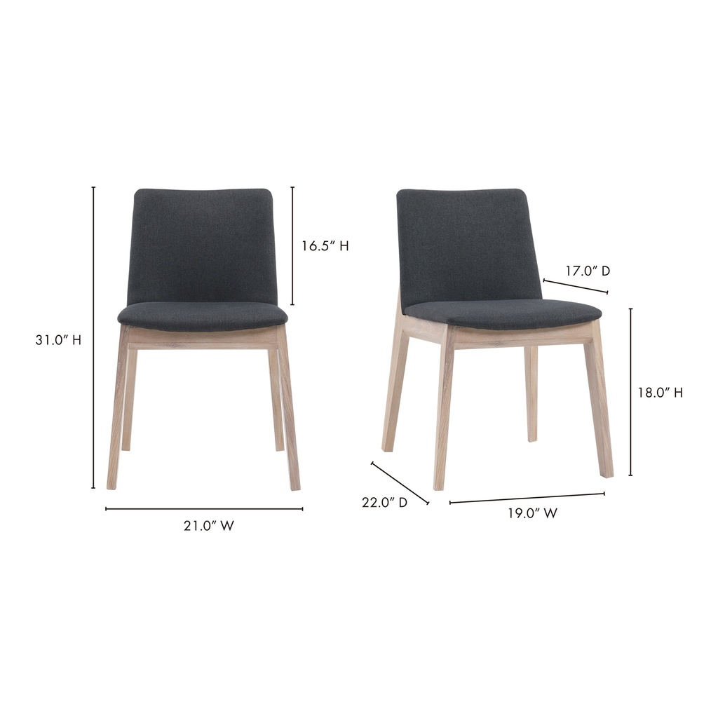 Deco Oak Dining Chair Dark Grey - Set Of Two - 10