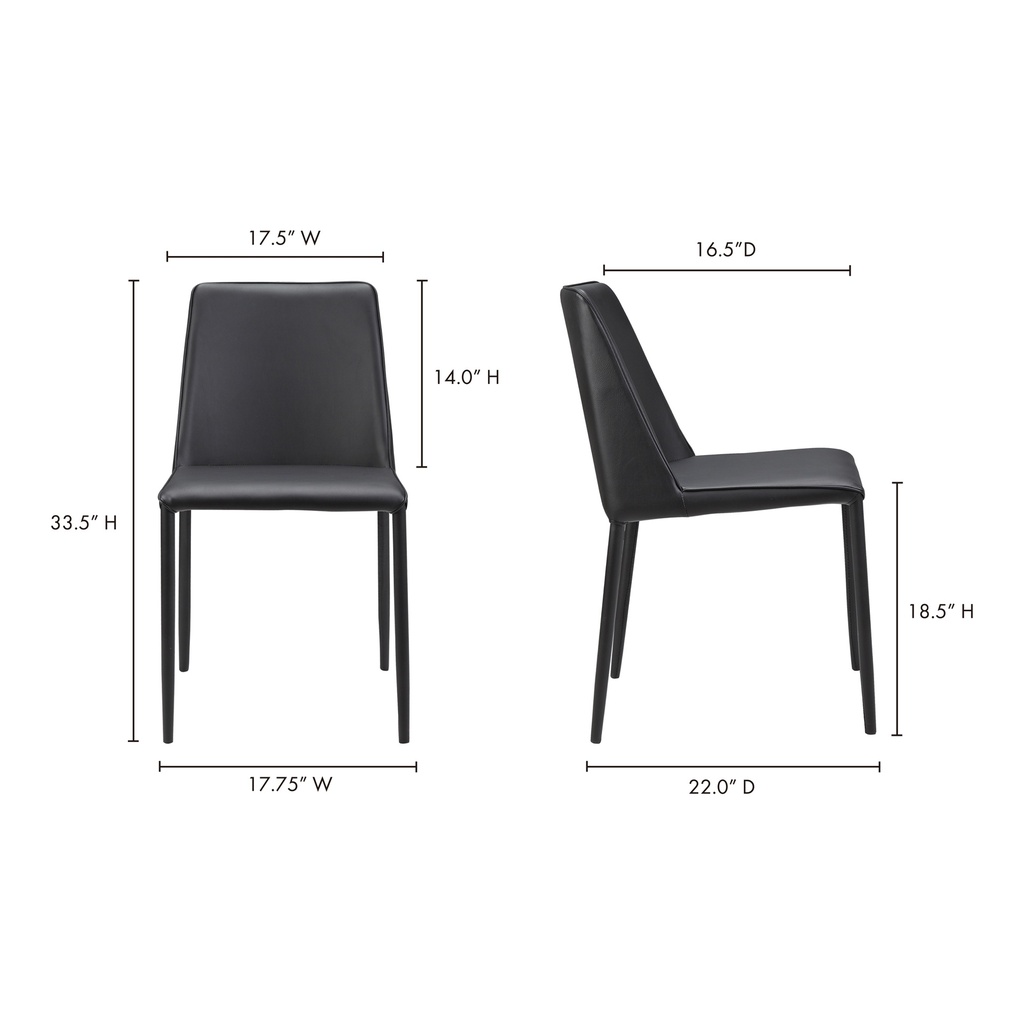 Nora Dining Chair Black Vegan Leather - Set Of Two - 10