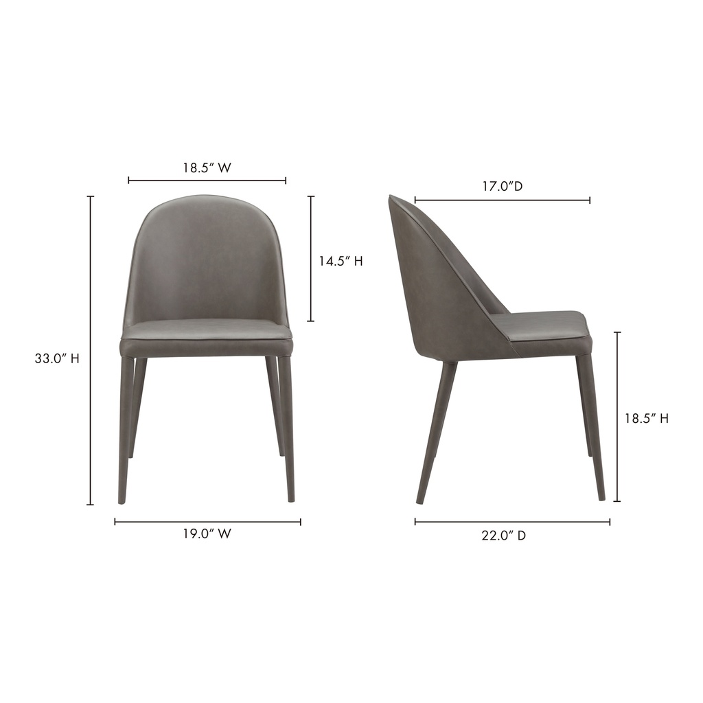 Burton Dining Chair Grey Vegan Leather - Set Of Two - 10