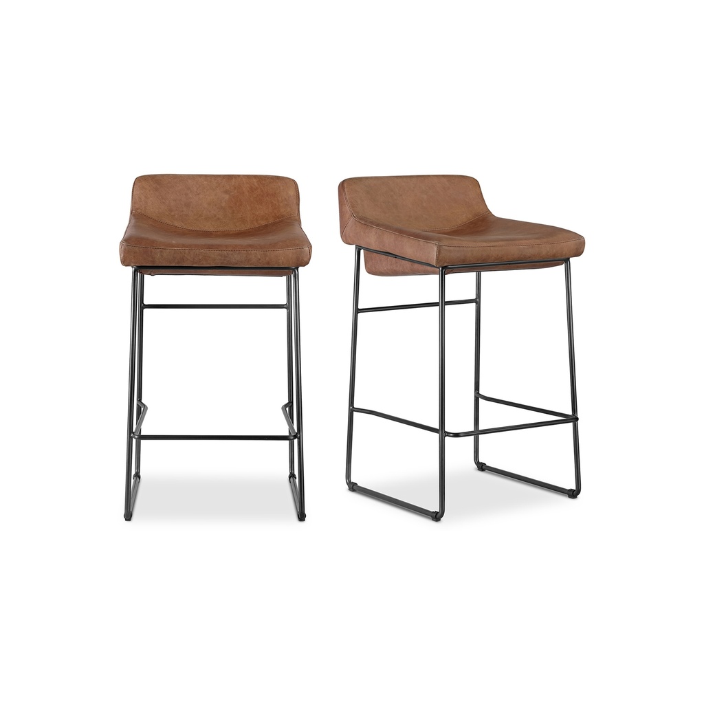 Starlet Counter Stool Open Road Brown Leather - Set Of Two - 1