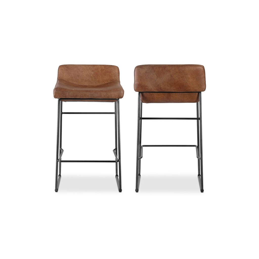 Starlet Counter Stool Open Road Brown Leather - Set Of Two - 2