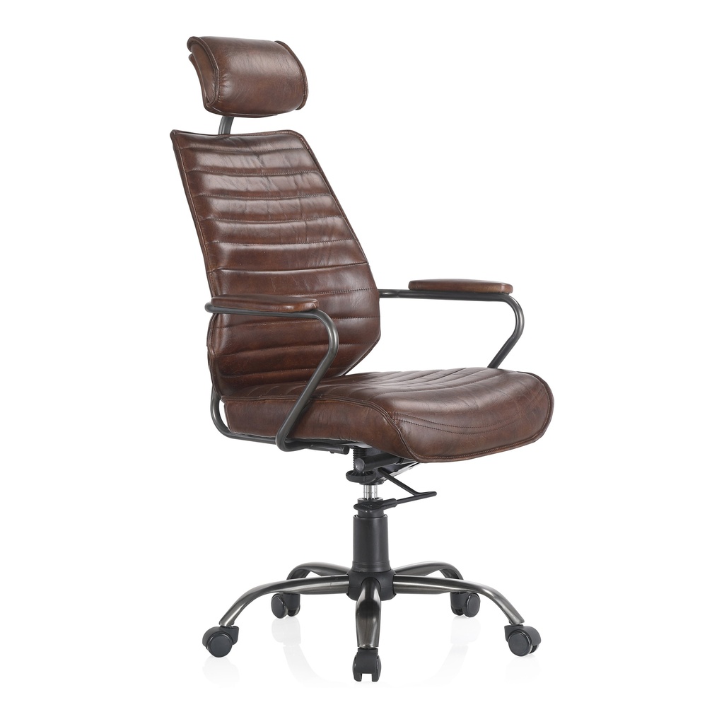 Executive Office Chair Dark Brown Leather - 1
