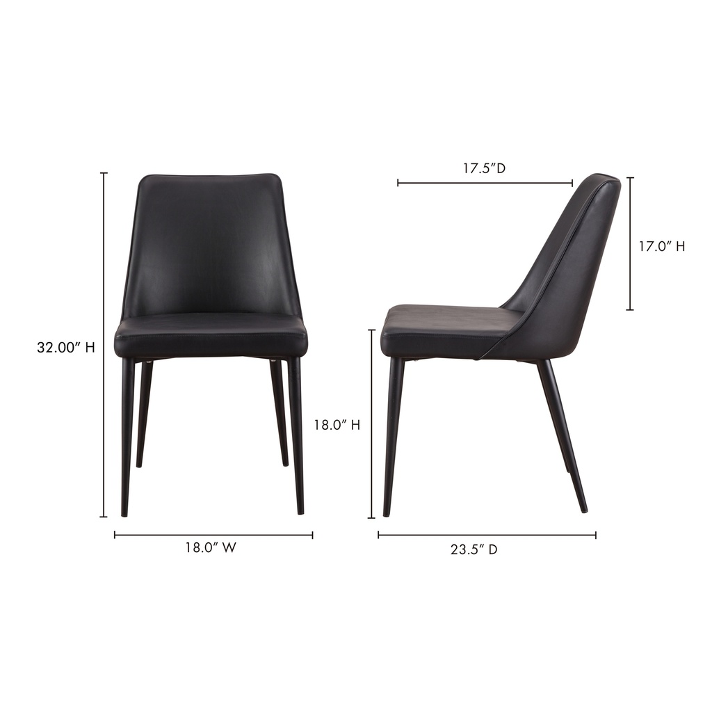 Lula Dining Chair Black Vegan Leather - Set Of Two - 10