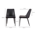 Lula Dining Chair Black Vegan Leather - Set Of Two - 10