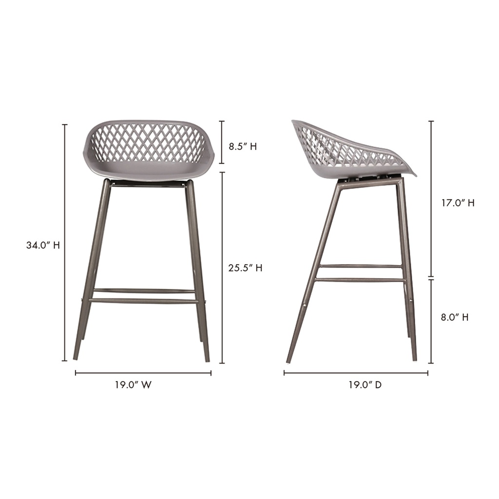 Piazza Outdoor Counter Stool Grey - Set Of Two - 8