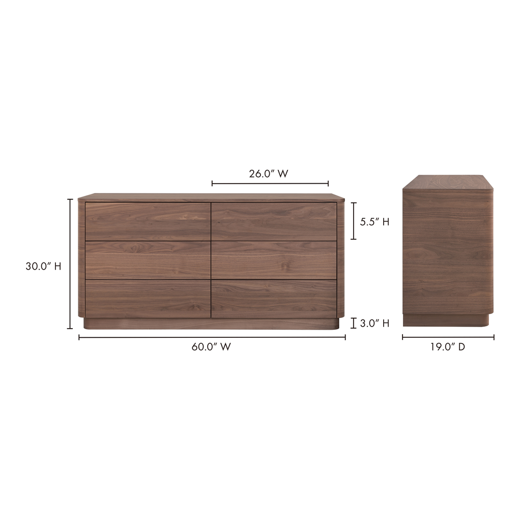Round Off Dresser Walnut Brown - 9