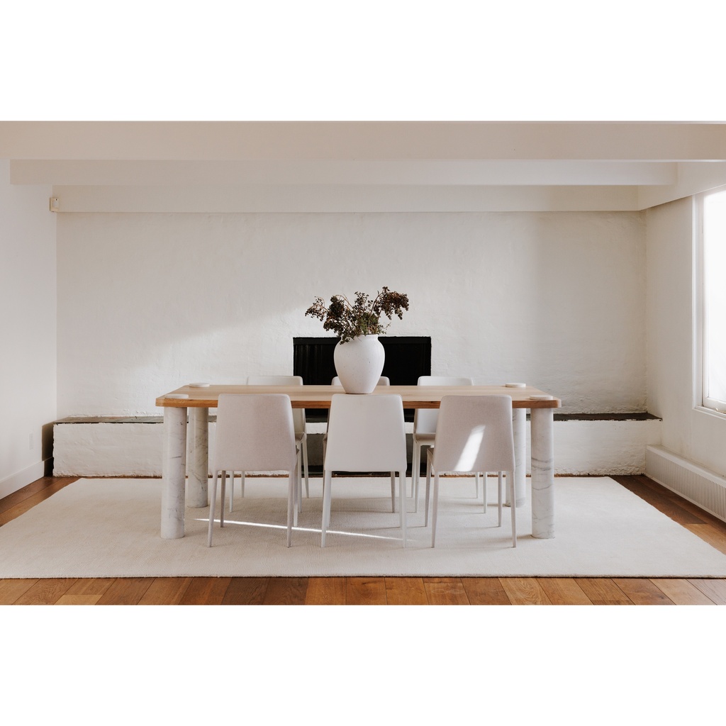Century Dining Table Natural White Marble Leg - 9