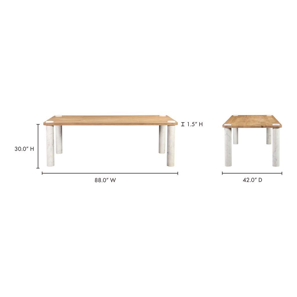 Century Dining Table Natural White Marble Leg - 10