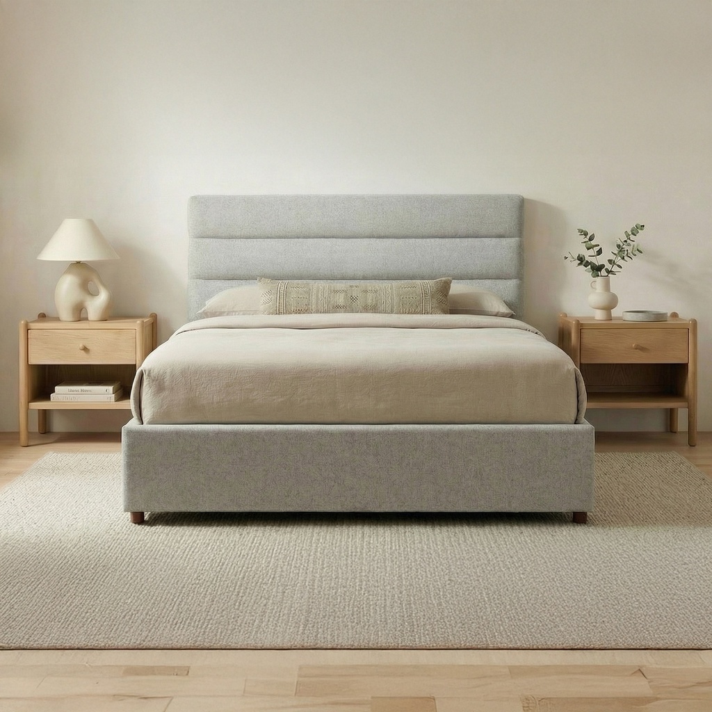 Takio Queen Bed Light Grey - 14