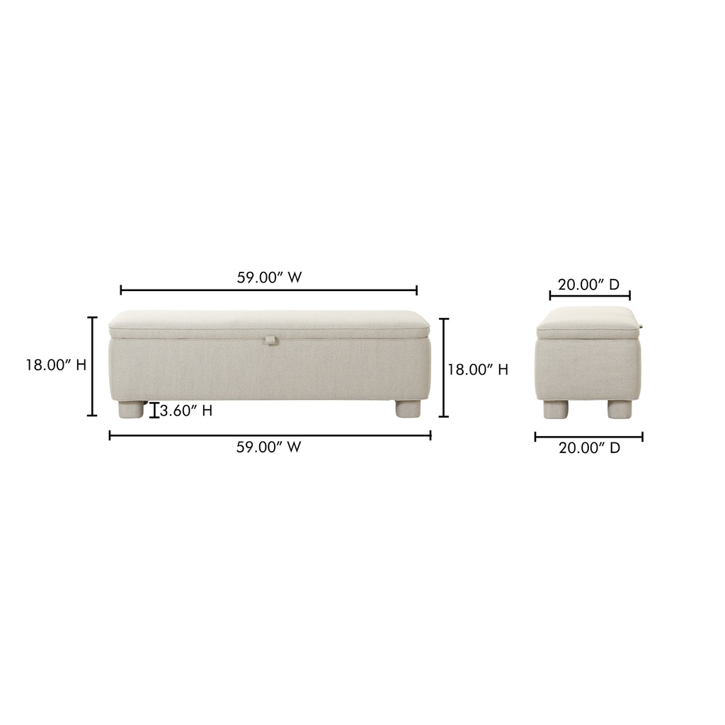 Ichigo Storage Bench Light Grey - 11