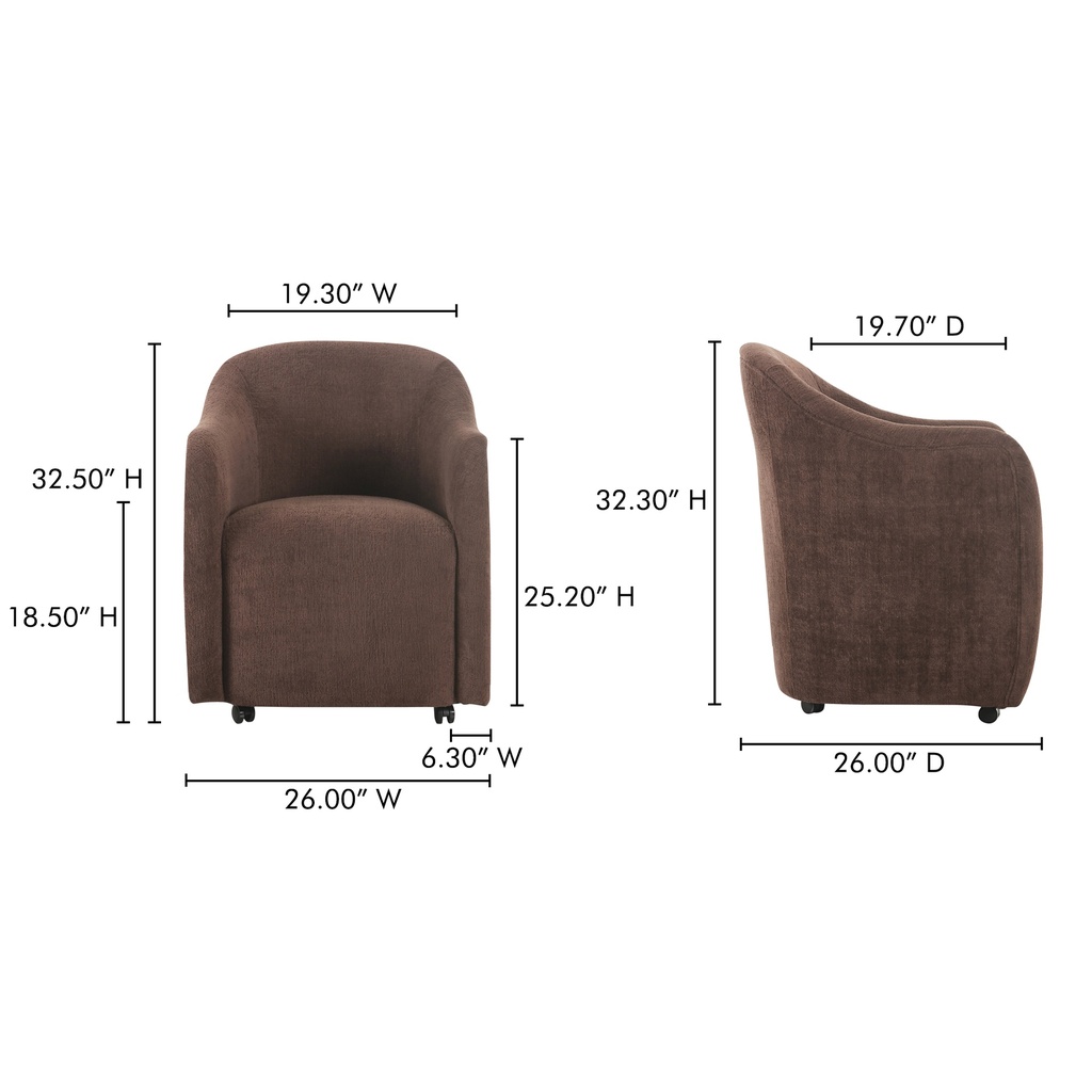Drava Rolling Dining Chair Dark Brown - 9