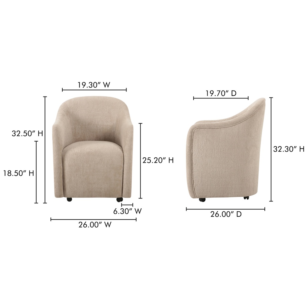 Drava Rolling Dining Chair Beige - 11