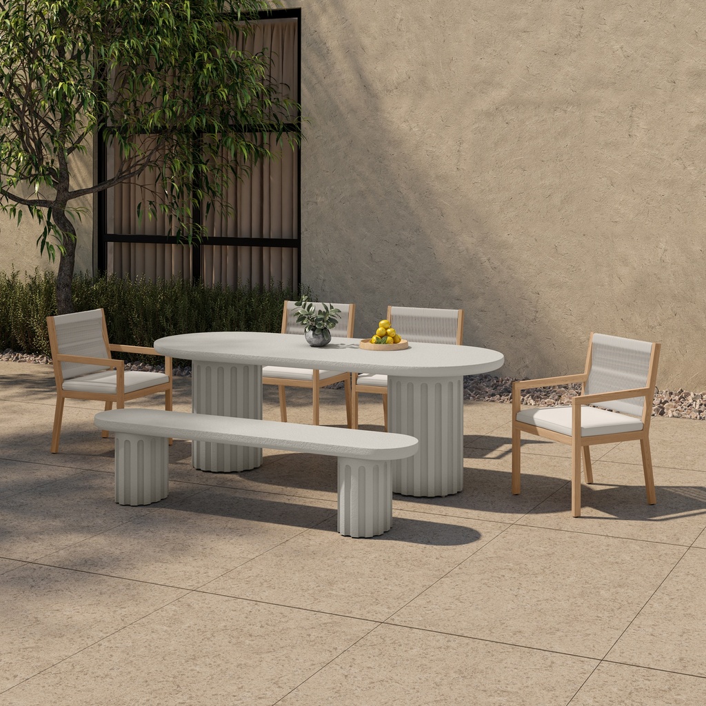 Eris Outdoor Dining Bench White - 7