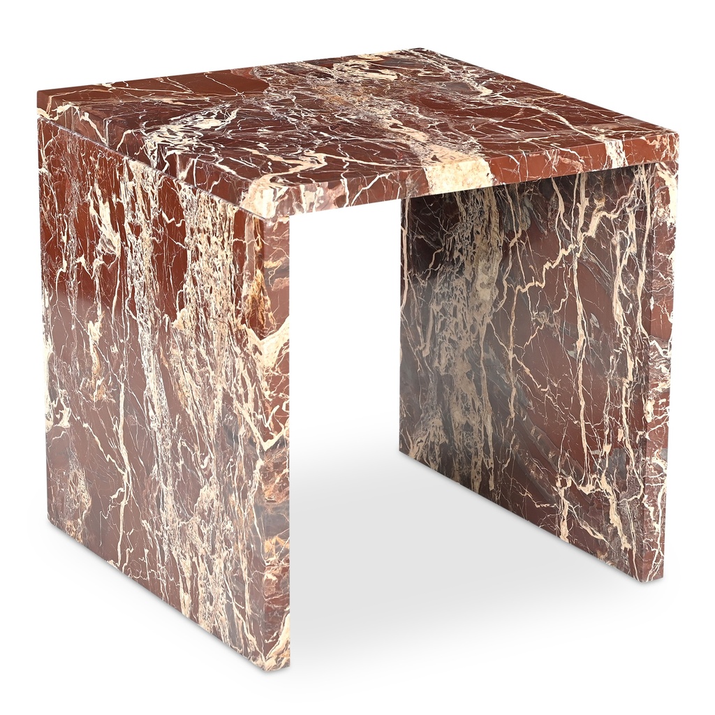 Rosa Accent Table Rosso Levanto Marble - 1