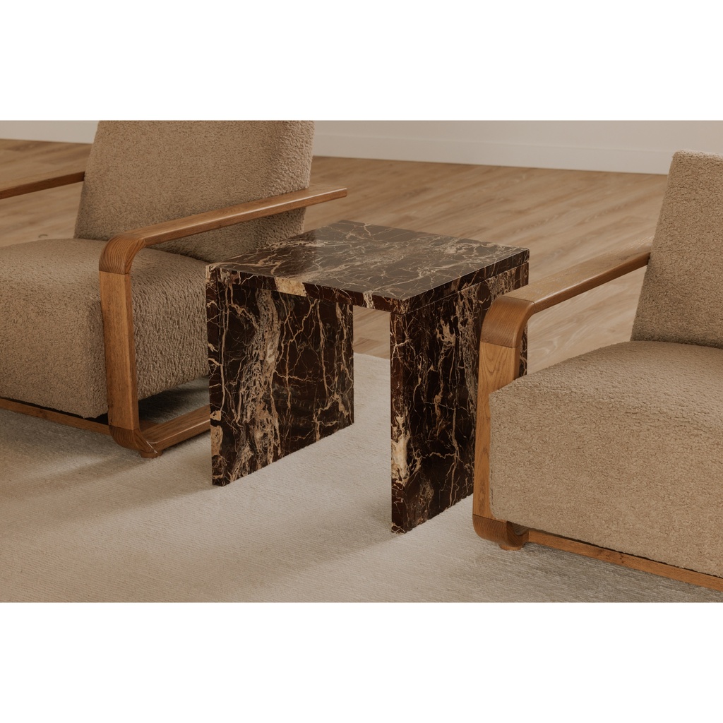 Rosa Accent Table Rosso Levanto Marble - 6