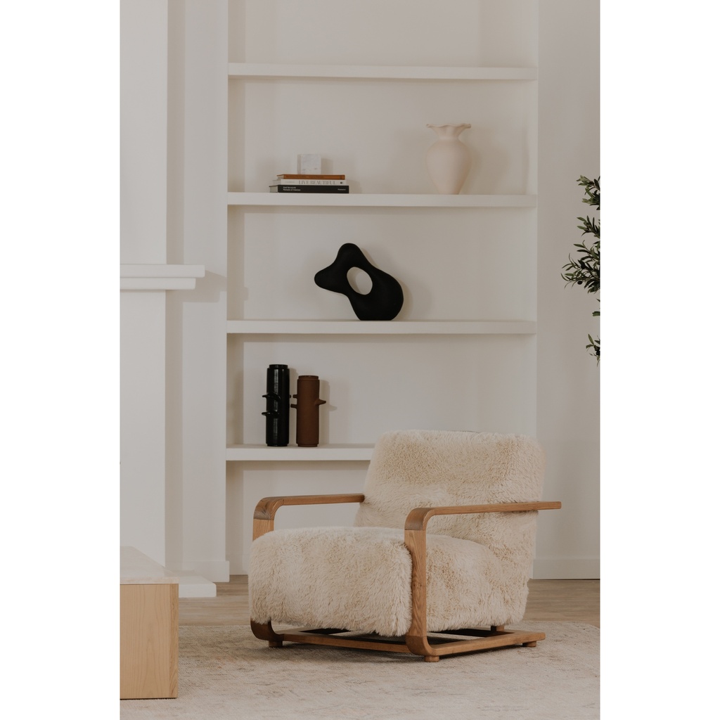 Eckersley Lounge Chair Cream Faux Fur - 5